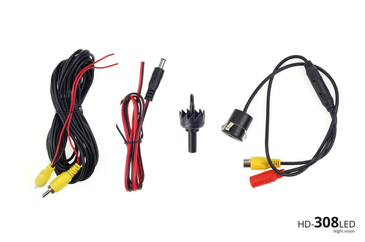 Achteruitrij inbouw camera (18mm) met night vision - HD-308-LED
