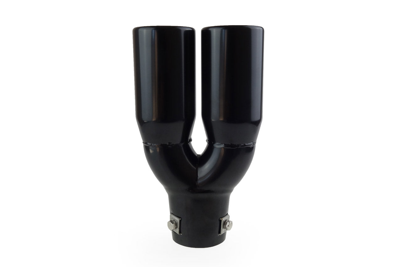 RVS uitlaat sierstuk Zwart 2x63mm - MT 004B