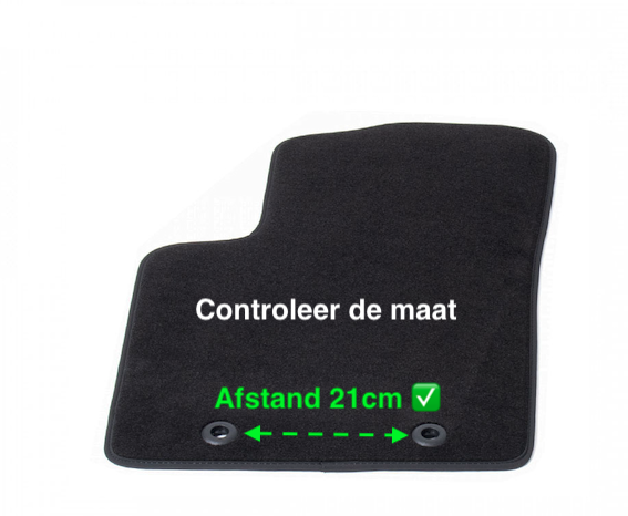 Automatten voor Fiat 500 (2007-2012) met een afstand van 21cm tussen de bevestigingen - Velours - 4-delig - Complete set