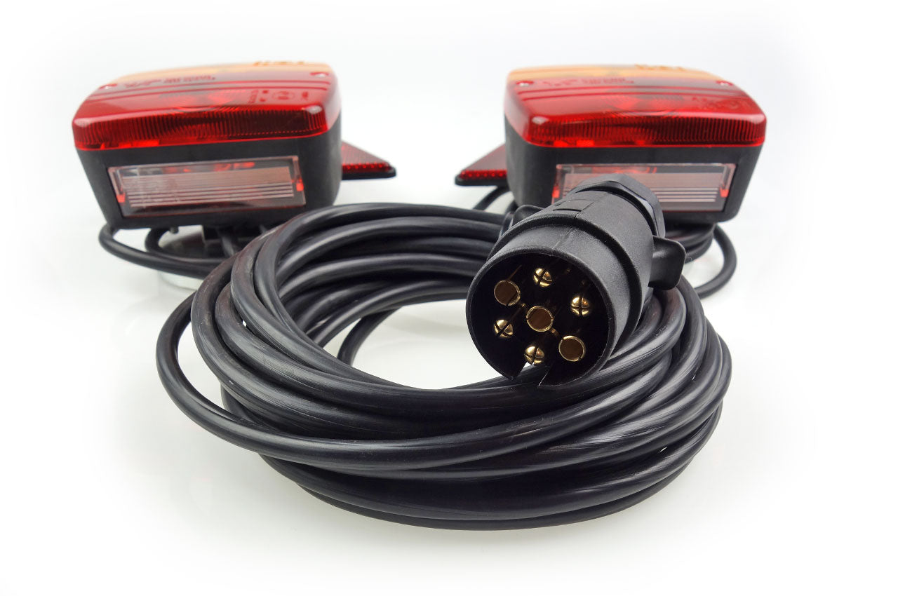 7-Polige magnetische aanhanger verlichting incl. bekabeling en reflectoren