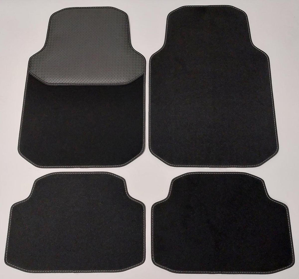 Universele automatten zwart met witte stiksels - 4-delig