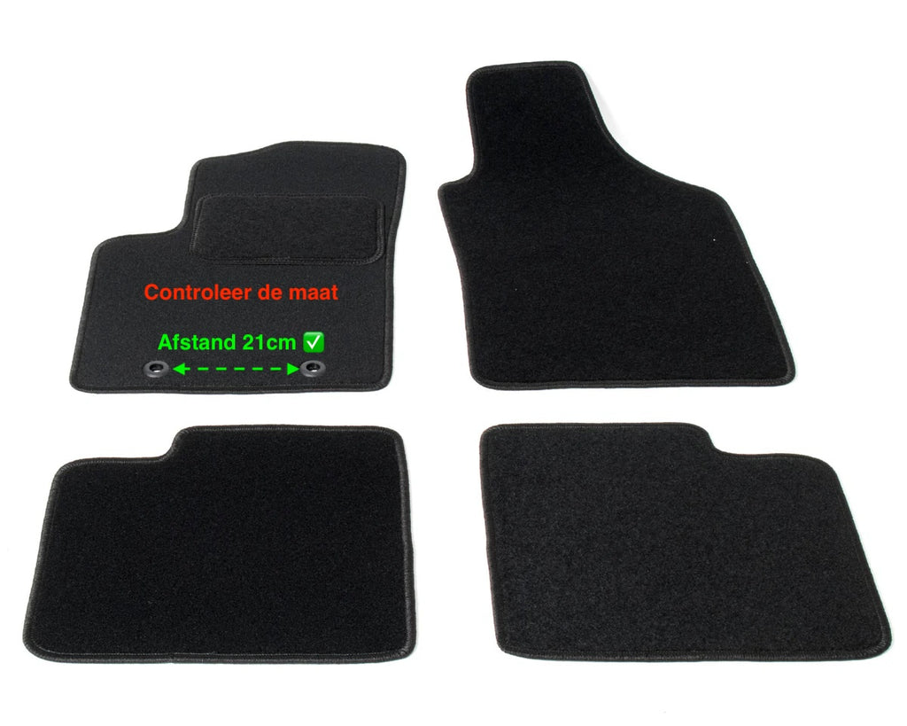 Automatten voor Fiat 500 (2007-06.2012), met een afstand van 21cm tussen de bevestigingen - Naaldvilt - 4-delig - Complete set