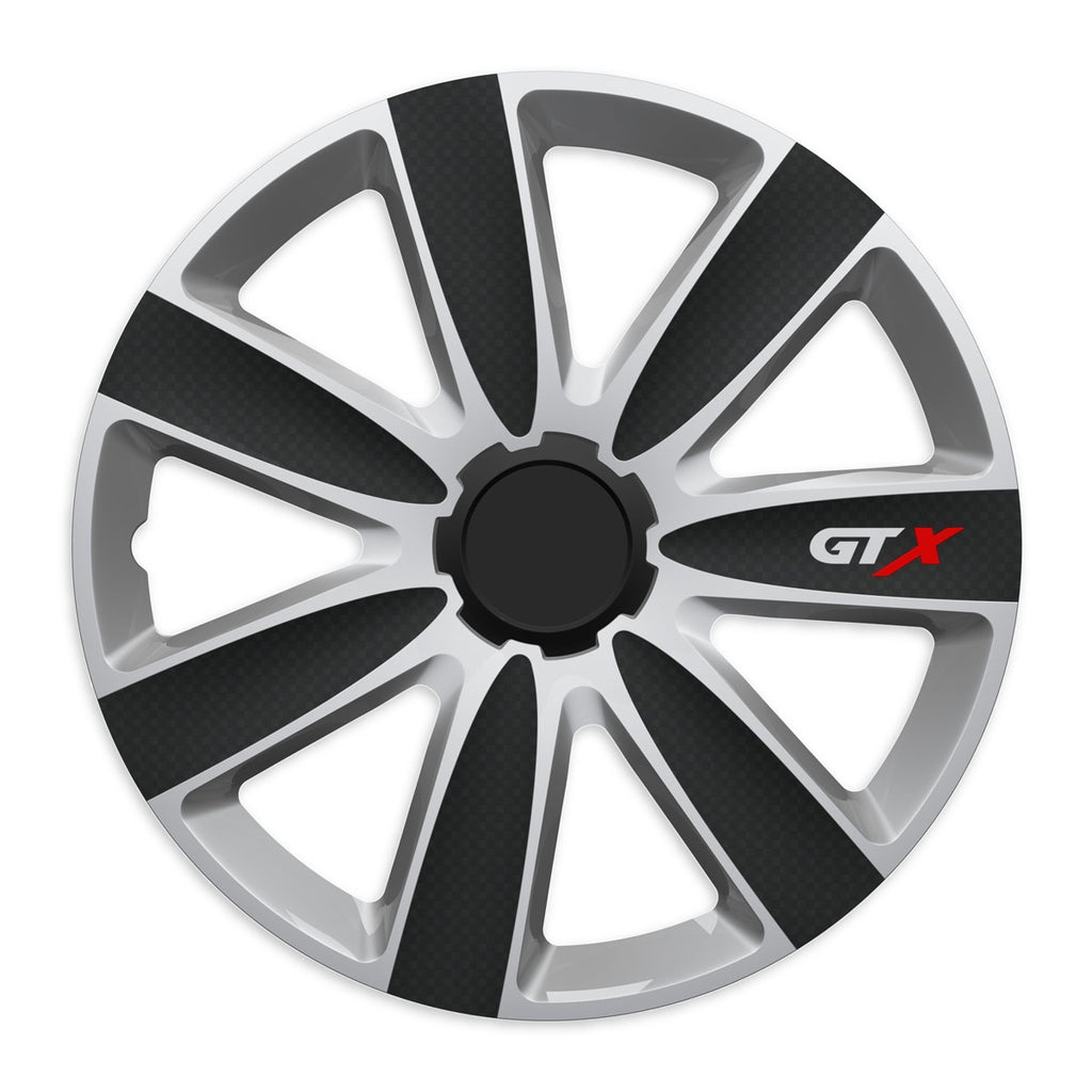 Wieldoppen GTX carbon Zwart & Zilver 14 inch - 4 stuks
