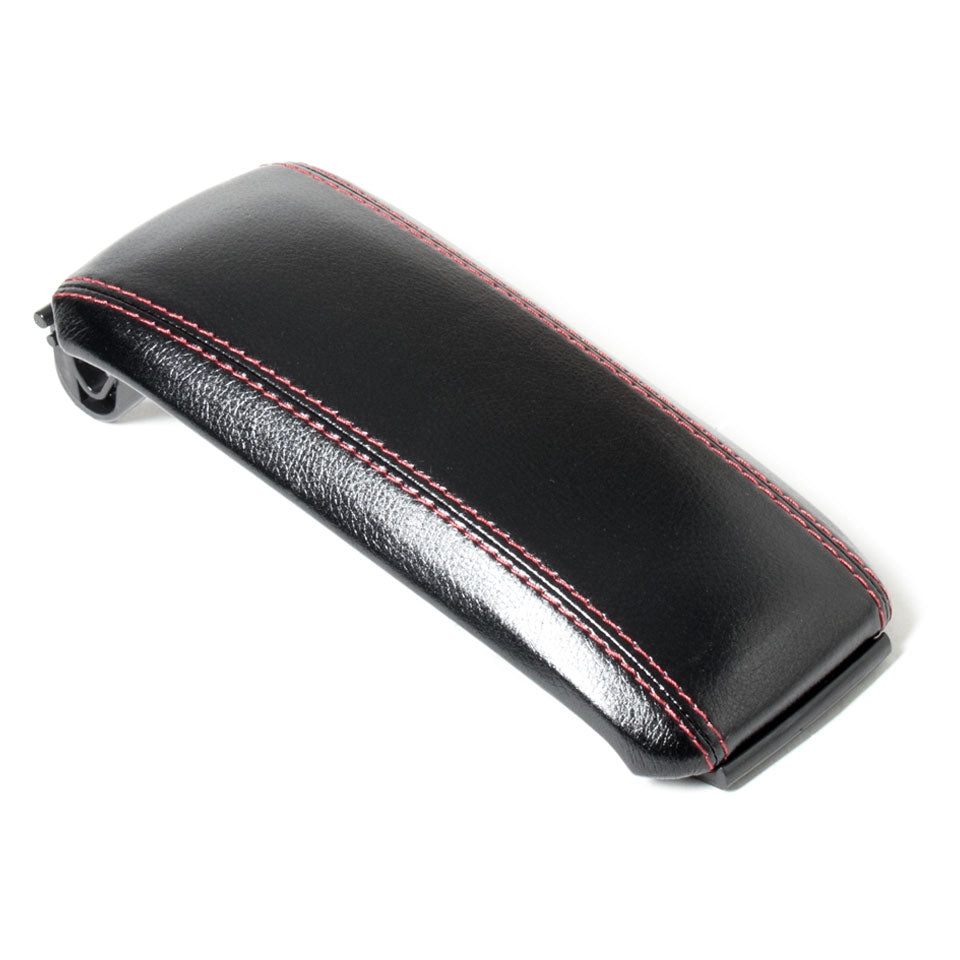 Uitbreidingsset kunstleren klep voor Cargoods armsteun - Kunstleer - Zwart met rode stiksels