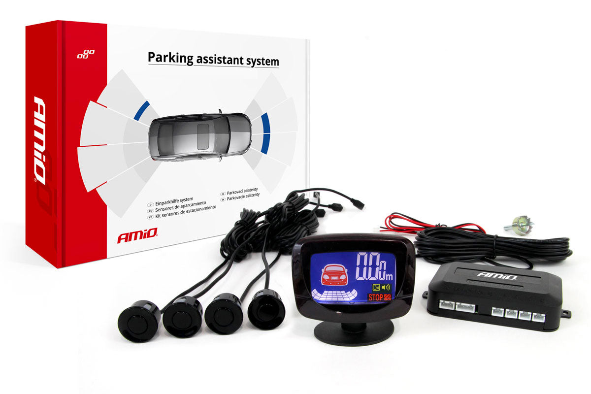 Parkeersensoren met LCD display en 4 sensoren - Zwart