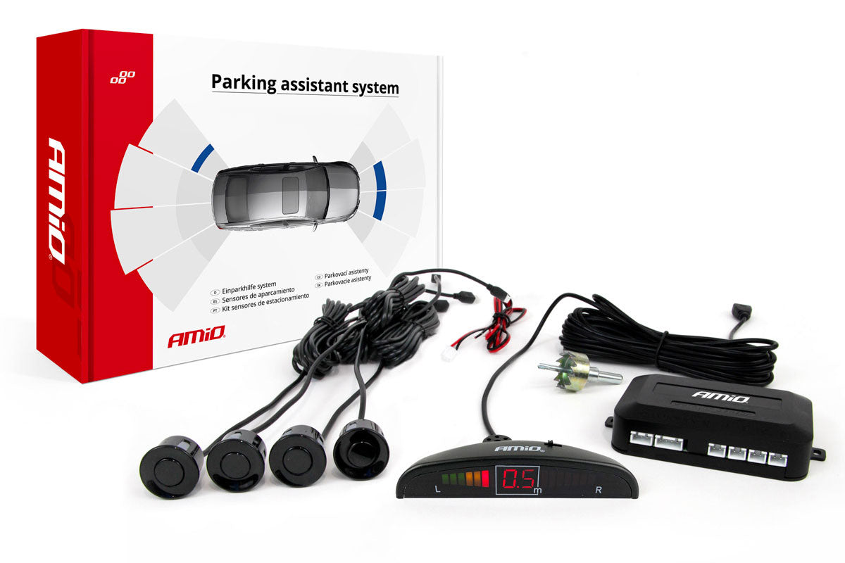 Parkeersensoren met LED display en 4 sensoren - Zwart