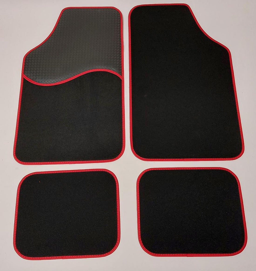 Automatten voor Universele automatten zwart met rood - 4-delig - Naaldvilt - 4-delig - Complete set