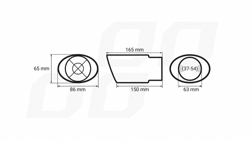 Universeel zwart RVS uiltaat sierstuk 1x86mm - MT 020B