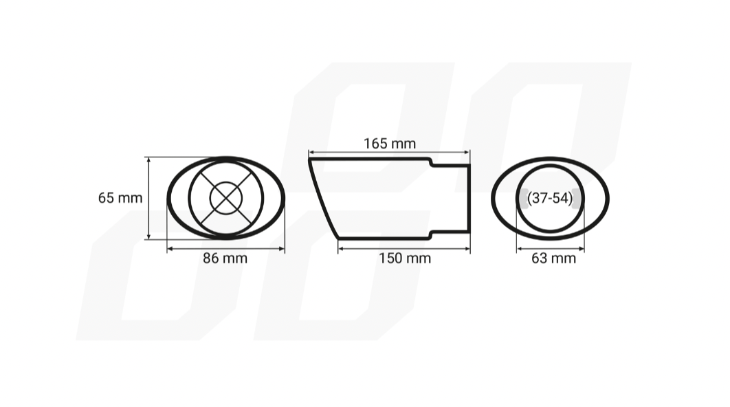 Universeel zwart RVS uiltaat sierstuk 1x86mm - MT 020B