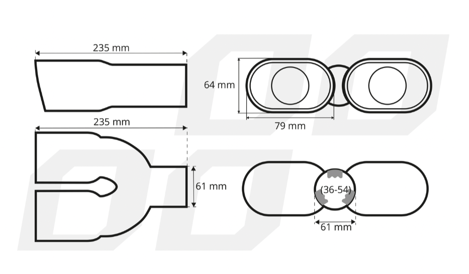 Universeel RVS uitlaat sierstuk 2x79mm - MT 025