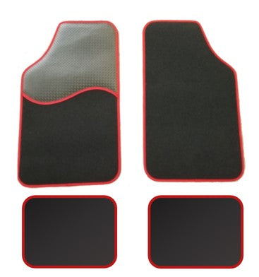 Automatten voor Universele automatten zwart met rood - 4-delig - Naaldvilt - 4-delig - Complete set